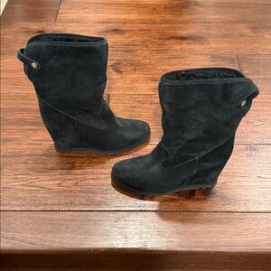 UGG Black Suede Women's Wedge Boots
